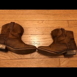 Cowboy style booties, leather, brown, size 9